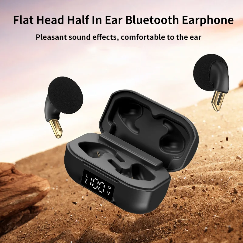 

Flat Bluetooth Earphone Electric Quantity Digital Display ENC Noise Reduction Low Latency Play Game Listen Music Headphone