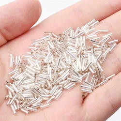 Czech Glass Silver Colour Tube Beads Loose Long Beads Diy Hairpin Jewelry Accessories Necklace Wedding Beading Materials