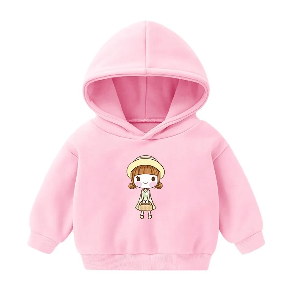 Baby Hoodie Children\'s Cute Cartoon Long-sleeved Plus Velvet Jacket Kids Winter Sweater Baby Girl  Boy Sweatshirt 12M-6T Kids