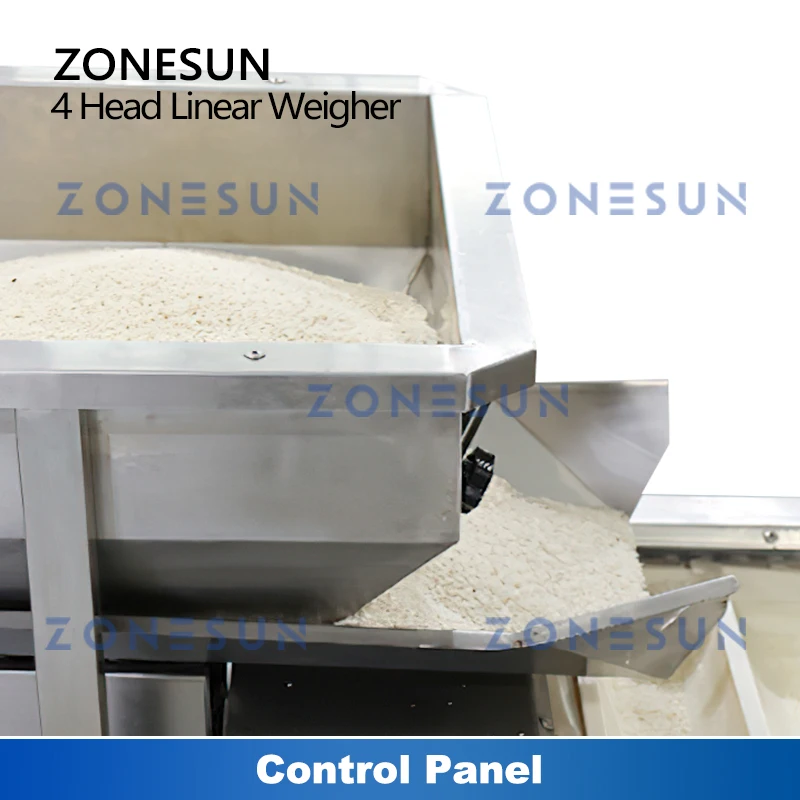 ZONESUN ZS-PL420S Automatische Granulat Füllung Waage Vakuum Abdichtung Verpackung Maschine Auto Feeder 4 Kopf Liner Waage Maschine