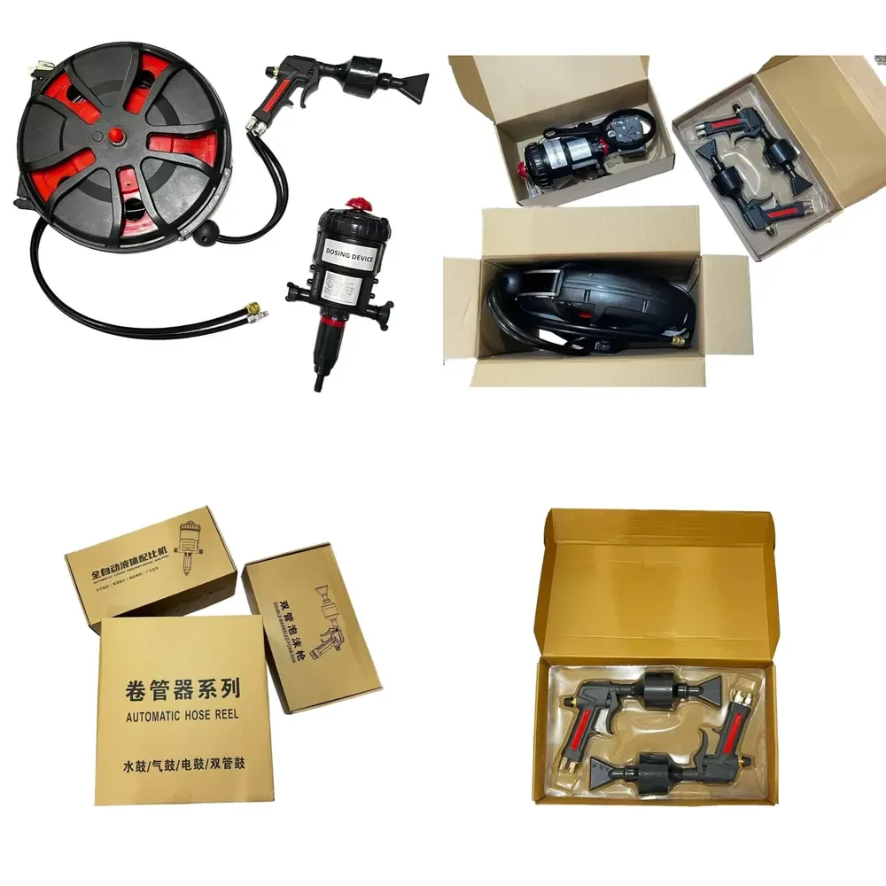 

Auto Detailing Foam Cleaning System: Dual Hose Reel, Foam Sprayer & Chemical Dosing Unit