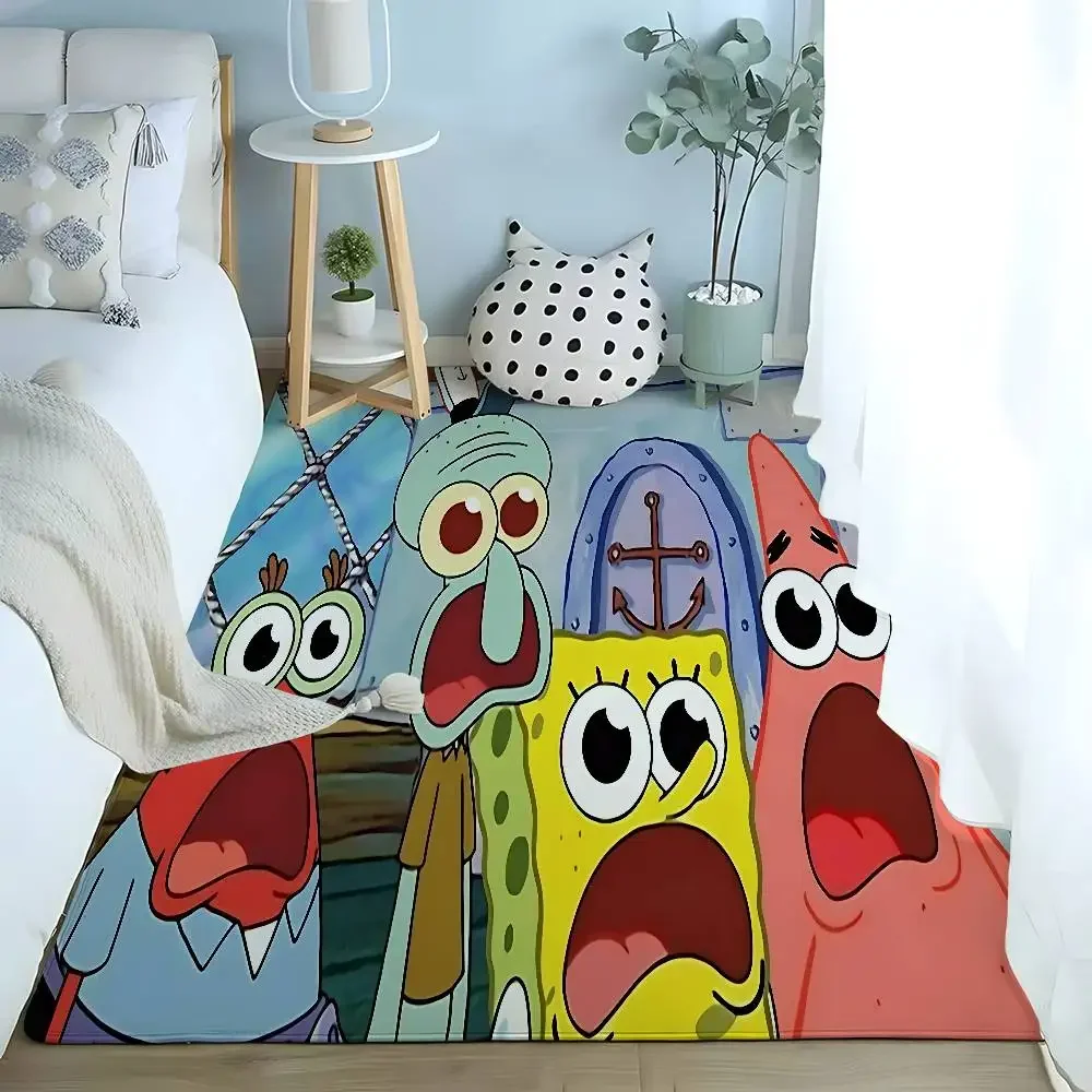 Cute S-SpongeBobs Square-Pants Floor Mats Home Laundry Rug Carpet For Living Room Decor Lounge Area Anti-slip Foot Mat Entrance