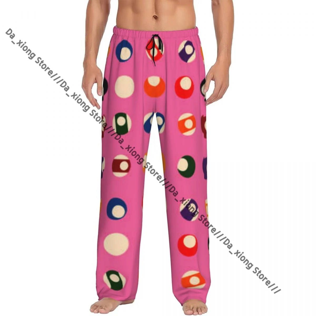 

Men's Casual Pajama Sleeping Pants Cartoon Billiards Balls Pattern Lounge Loose Trousers Comfortable Nightwear