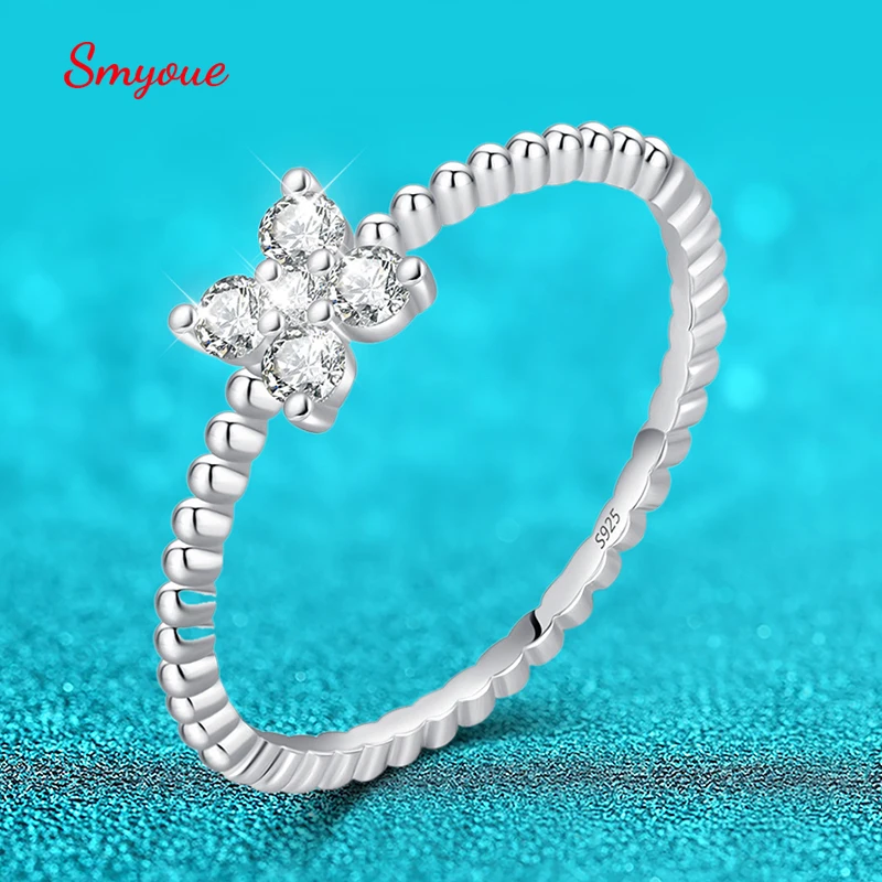 

Smyoue Cute Pass Test All Moissanite Rings for Women Simple Elegant Dating Daily Matching Band 100% Pure 925 Silver Fine Jewelry