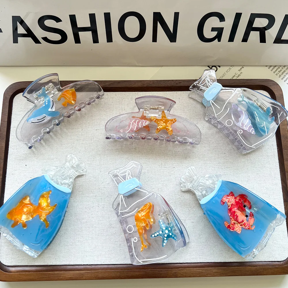 

1 Pcs Women's Hair Claws New Korean Style Niche Simple Transparent Bag Starfish Hair Grabs Personalized Funny Hair Accessories