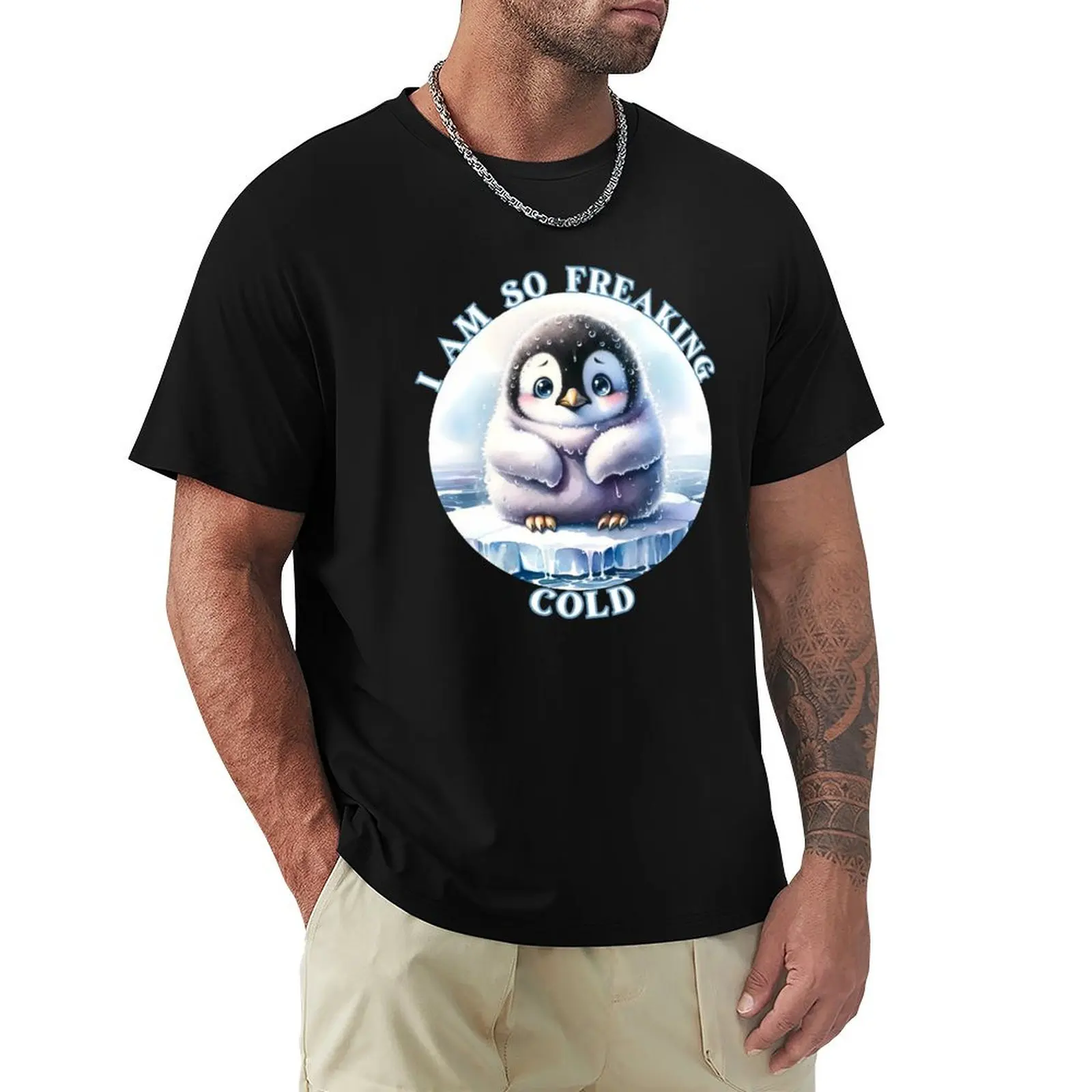 I Am So Freaking Cold Penguin T-Shirt t shirts for man graphic funny T-Shirt
