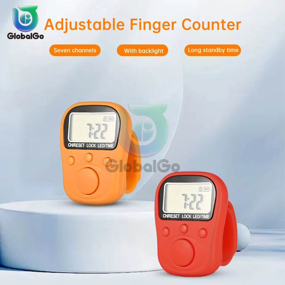 

7 Channels LCD Display Finger Counter Luminous Finger Ring Electric Digital Display Tally Counter for Piecework Restaurant Game