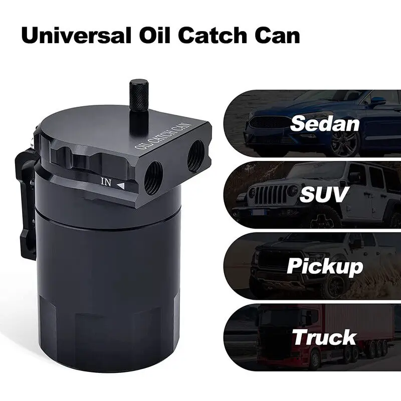 Kit Kaleng Penangkap Minyak Universal dengan Tangki Reservoir Bingung Selang Aluminium Hitam