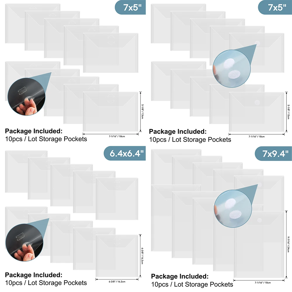 10 Stück/Packung Transparente Stempel- und Stanzformen-Aufbewahrungstaschen Wiederverschließbare Plastikumschläge für Schneidewerkzeuge Schablonen-Organizer