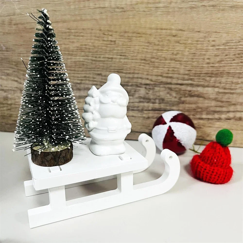 Elk Sled Candle Holder Concrete Cement Molds DIY Handmade Decoration Christmas Tree Ornament Display Stand Gypsum Plaster Mould