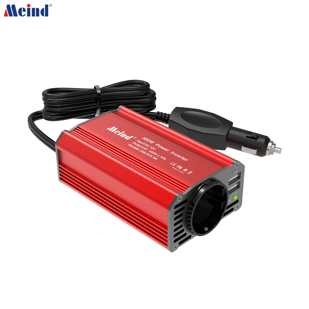 Meind 300W Power Inverter DC 12V a AC 220V Inverter per auto con 5.4A Dual USB per caricabatterie per Tablet portatile per telefono cellulare