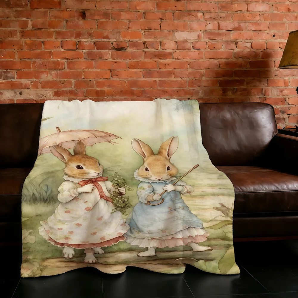 R-Rabbit-ES P-Peter Blanket Super Warm Comfortable Cute Plush Cartoon Throw Blanket Child Home Sofa Bedroom Gift