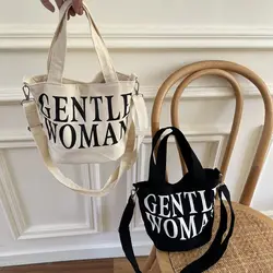 Fashion Canvas Shoulder Bag Casual Large Capacity Gentlewoman Tote Bag Letter Printing Underarm Bag Woman's Handbag