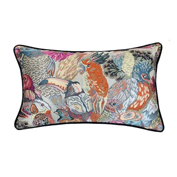 Fashion Woven Floor Waist Birds Toco Toucan Pillow Case Window Decorative Parrot Sofa Car Lumbar Cushion Cover 30x50cm, 1 Pc Set