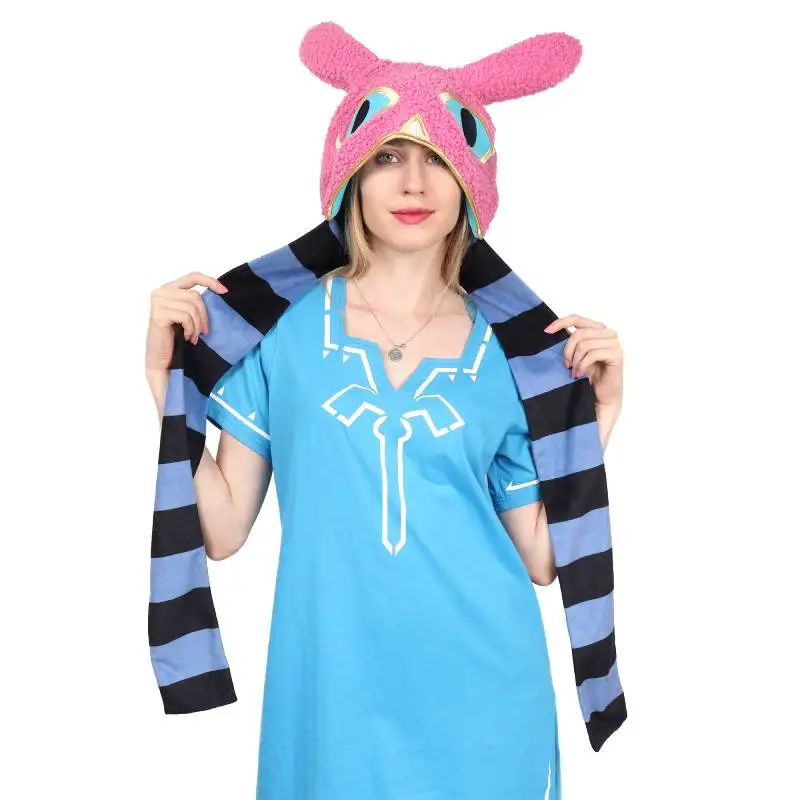 DAZCOS Cute Ravio Rabbit Cosplay Hat Bunny orecchie lunghe cappuccio sciarpa gioco rosa coniglio Cosplay cappello qualità Velvet Breath Wild Hat