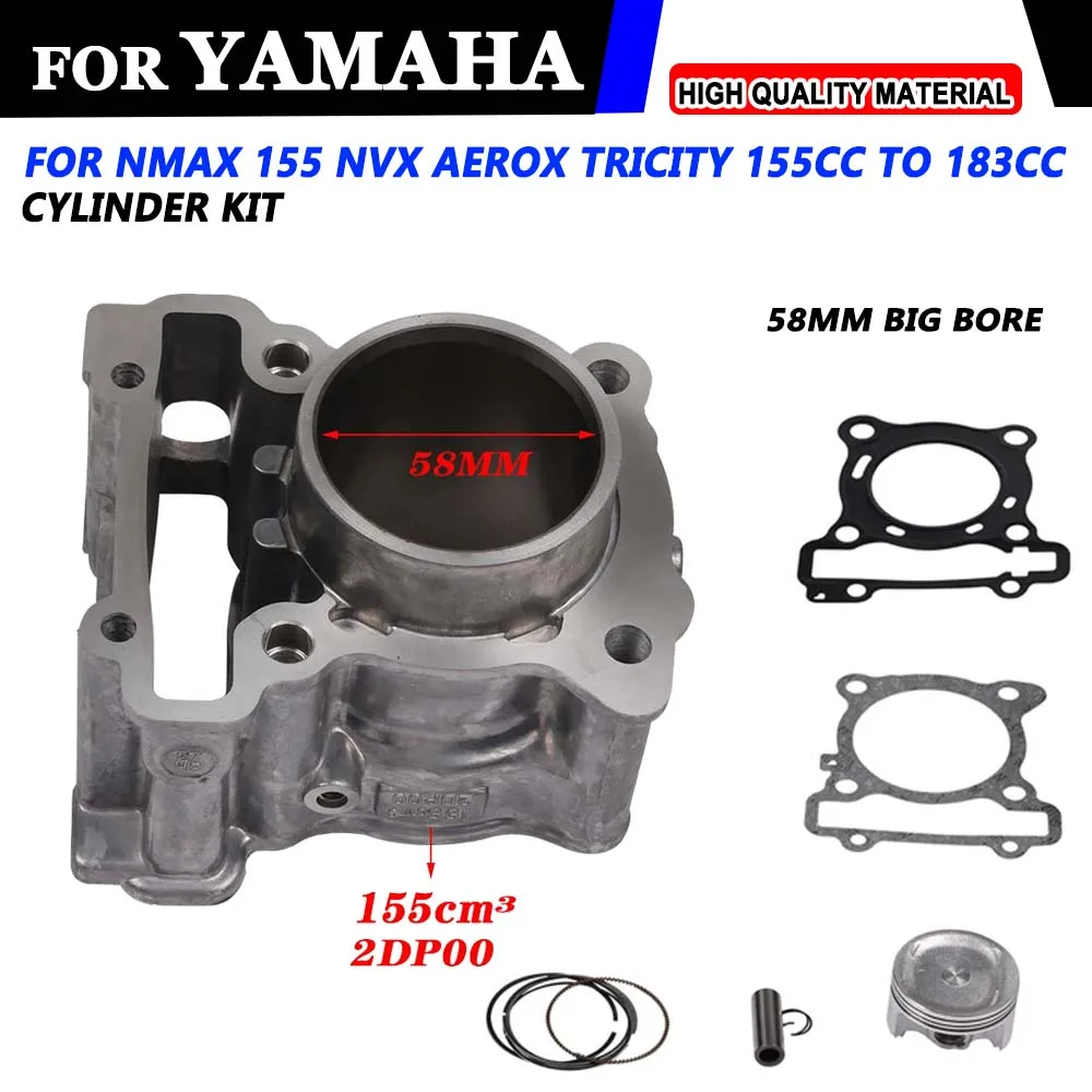 Motorcycle 58Mm Cylinder Piston Kit For Yamaha N-MAX NMAX 155 Aerox TRICITY R15 155CC Block Set Piston Ring Kit Head Base Gasket