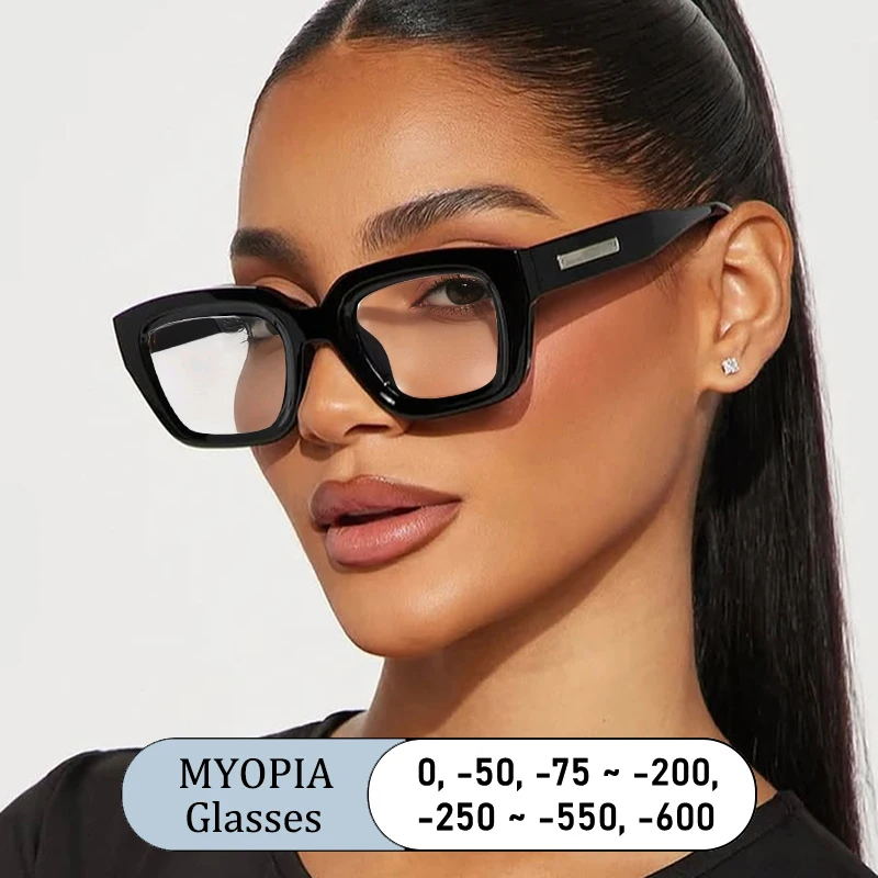 

Brand Design Square Thick Frame Men Myopia Glasses Prescription Nearsight Anti Blue Light Women Short Light Optical Eyewear