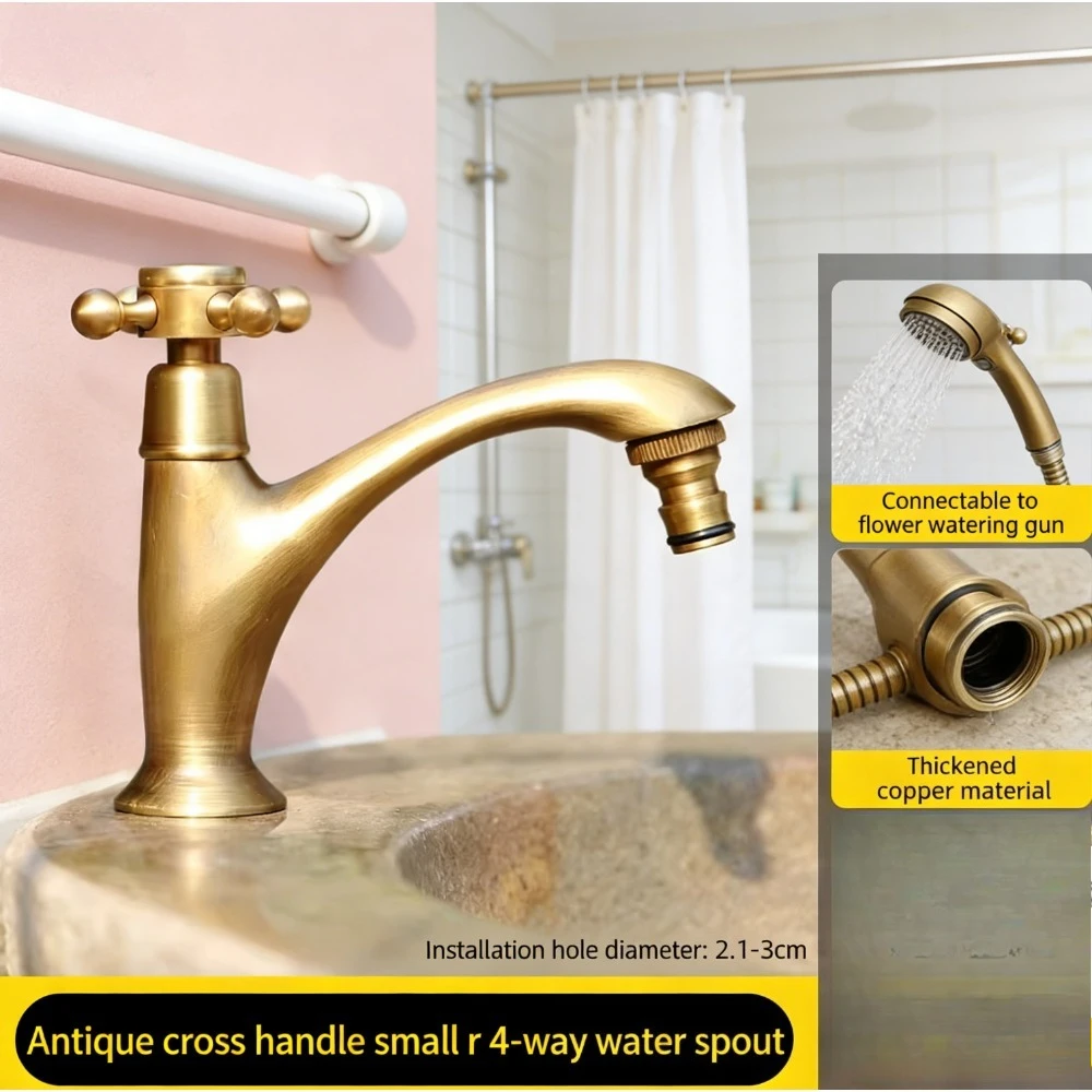 

Brass sink matching, deck mounted rotating faucet, antique toilet faucet