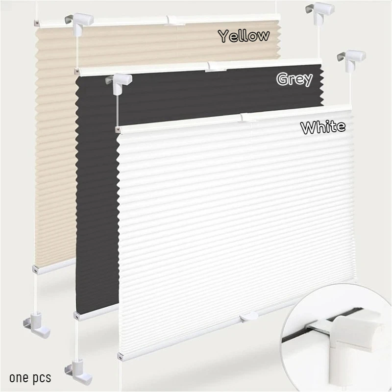 1PCS Pleated Blinds for Most Indoor Windows and Balcony Doors Folding Opaque Roller Blind with Brackets No Drilling Required