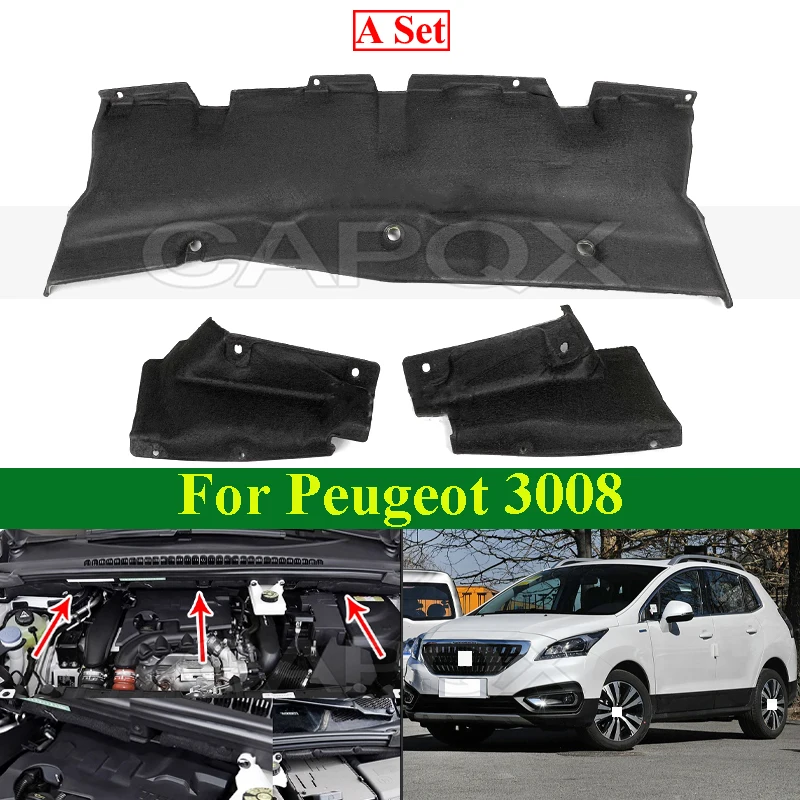 CAPQX Original A Set Front Wall Sound Insulation Cotton For Peugeot 3008 Engine Compartment Sound Insulation Cotton