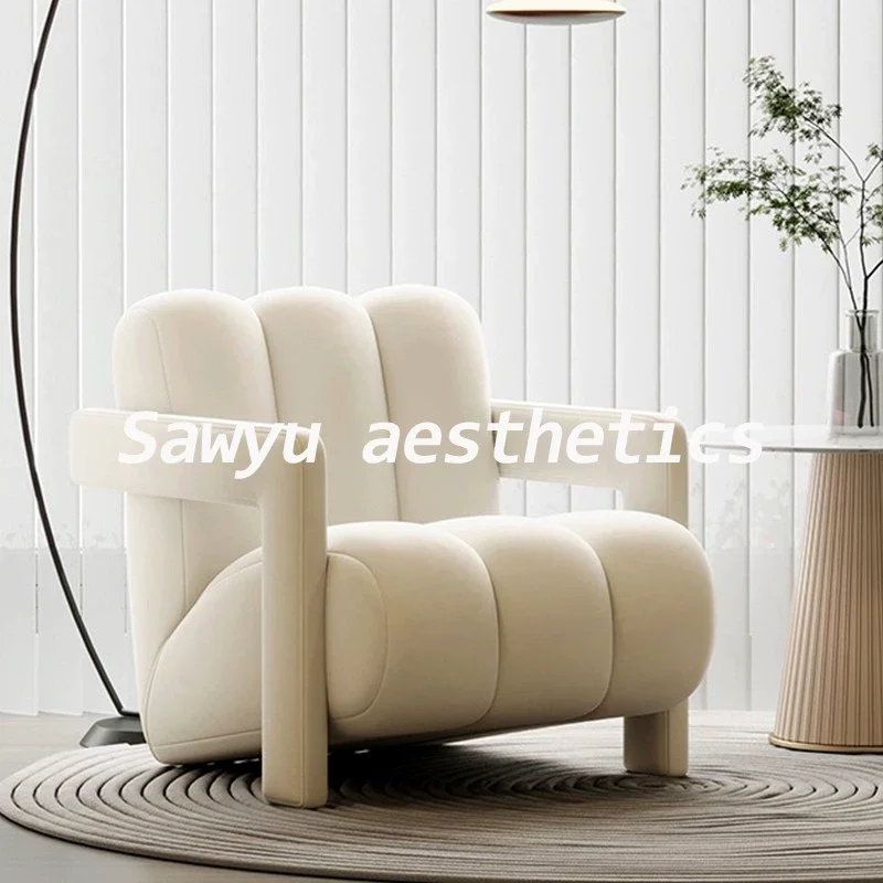 Single Sofa Chair Richard Antique Living Room Balcony Casual Designer Minimalist Retro Solid Wood Single Chair