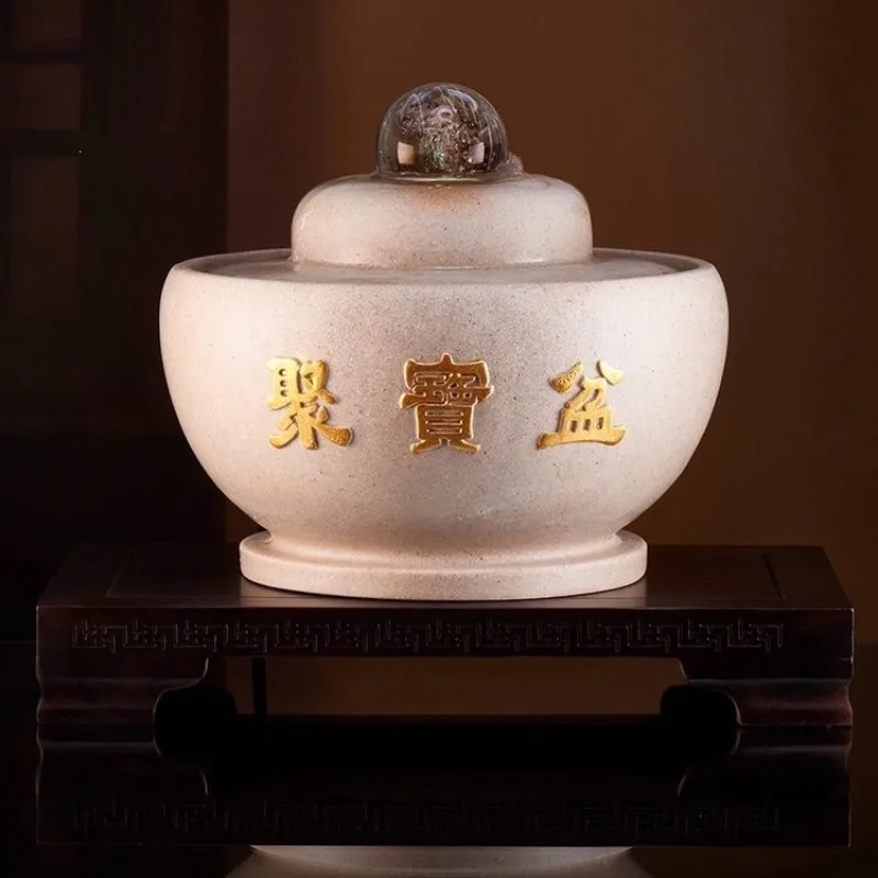 Lucky cornucopia crystal ball turns living room modern light luxury circulation fountain water ornament opens to send feng shui