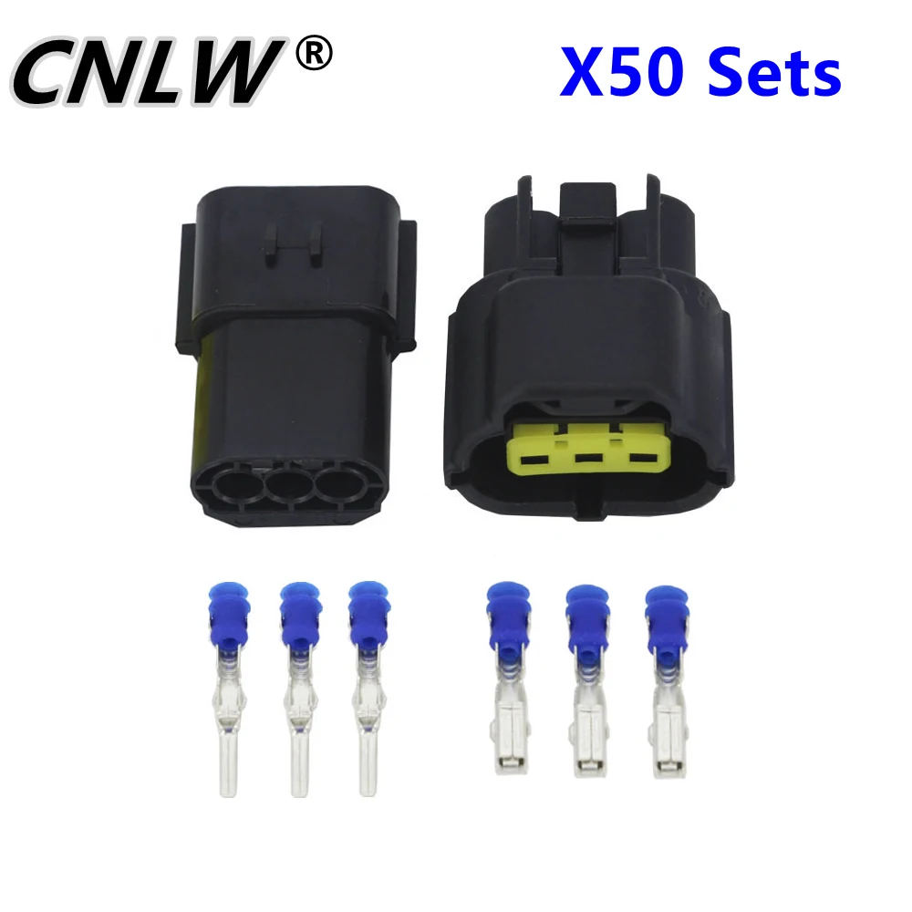 50 Sets 3 Pin DJ70316Y-1.8-11/21 Waterproof Electrical Wire Connector Oxygen Sensor Automobile Connector 174359-2 174357-2