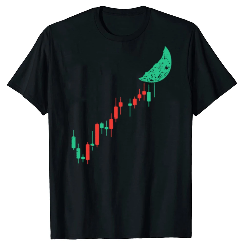 Funny Stocks Crypto Chart To The Moon Trading Trader T-shirts Men Women's Fashion Casual 100% Cotton Loose Oversized T Shirt