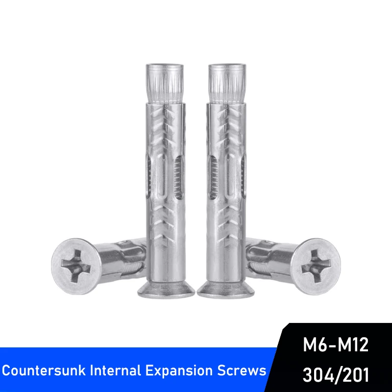 201/304 Stainless Steel Countersunk Expansion Anchor Bolts, Rust-Resistant for Tile Door Window Wall Fixing