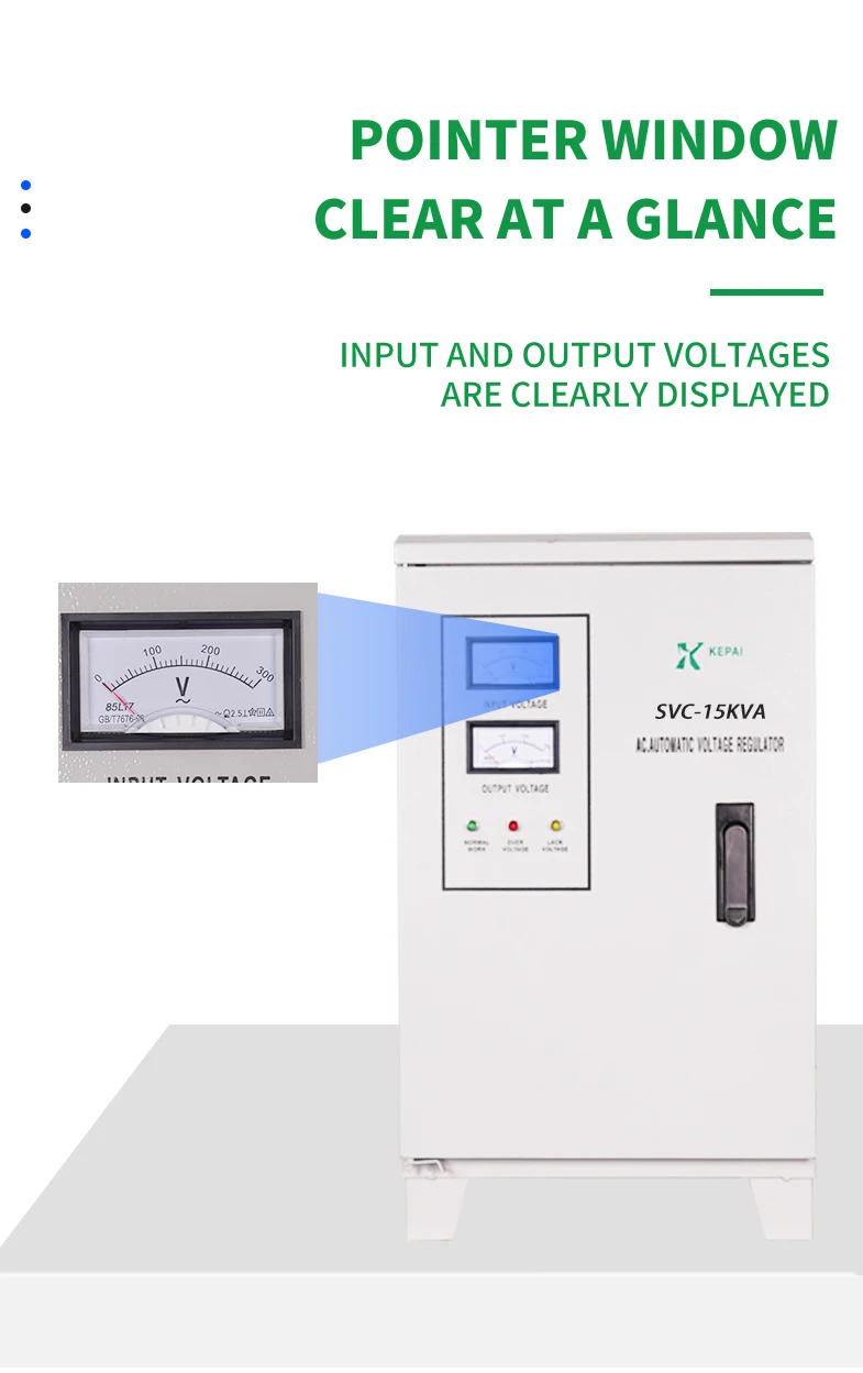 Regulador de tensão estabilizador personalizado 15kva, ponteiro monofásico, estabilizadores de servomotor, equipamentos de máquinas industriais