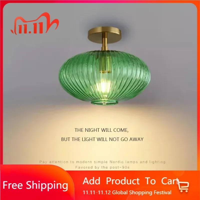 Nordic Glass ceiling lamps LED bulbs Simple bathroom Balcony Bedroom Entryway Lamps Indoor Lighting Glass ceiling lamps