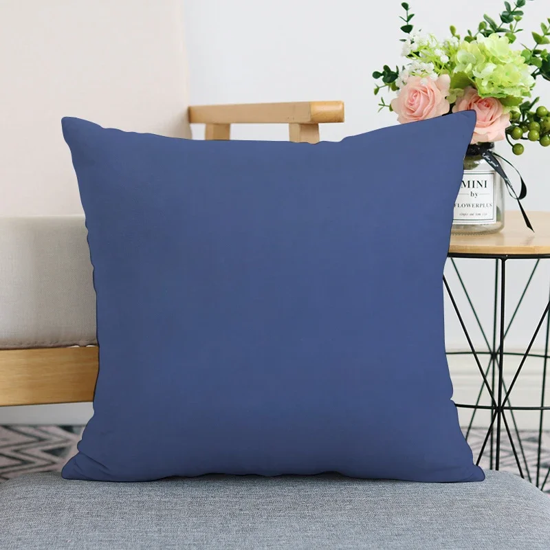 Solid Color Polyester Sofa Pillow Cover Warm Orange Blue Cushion  Colorful  Case Bedroom Waist Decorative case