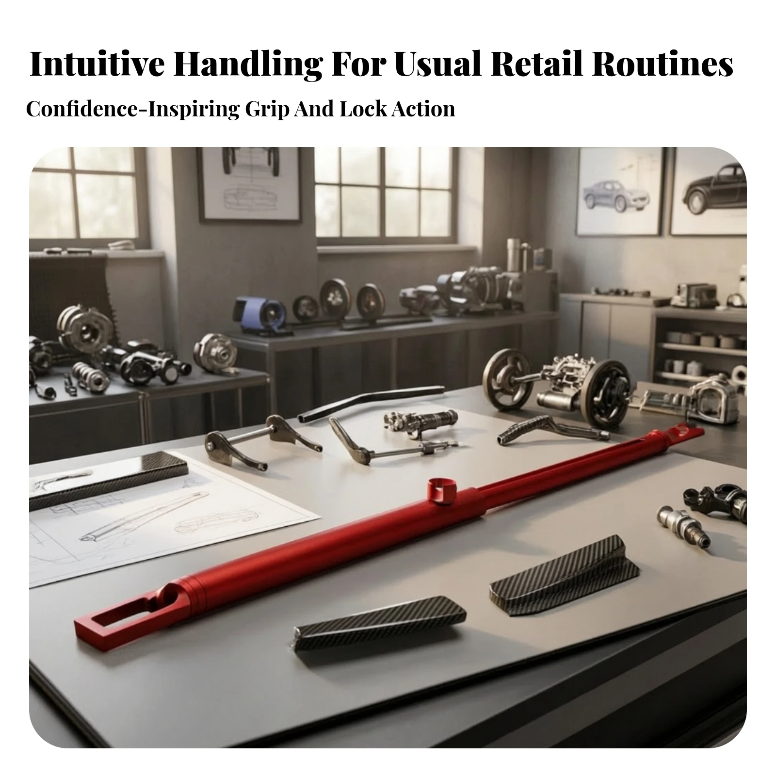 Car Support Rod Sturdy Hood Prop Rod with Telescoping Design Easy to Store Low-Profile for Mechanics, Auto Repair, Workshop