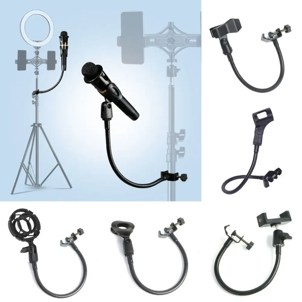 360 Degree Flexible Mic Stand Adjustable Universal Phone Clip Holder with Desk Clamp Multifunctional Gooseneck Microphone Stand