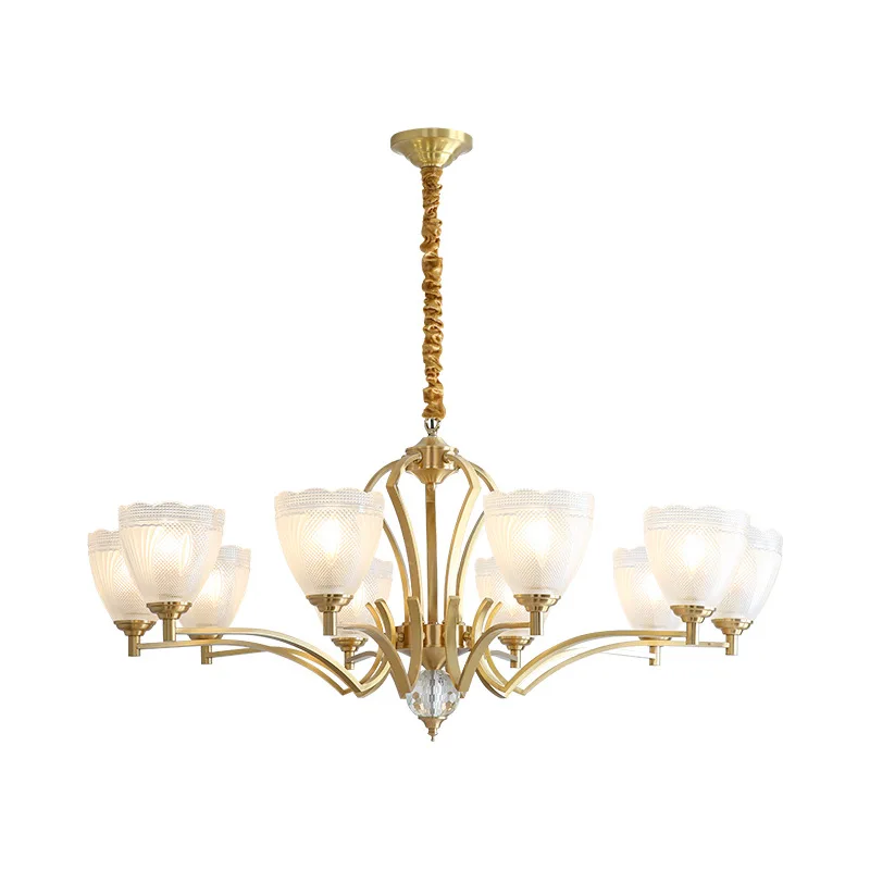 

All-copper simple American living room chandelier, European light luxury atmosphere