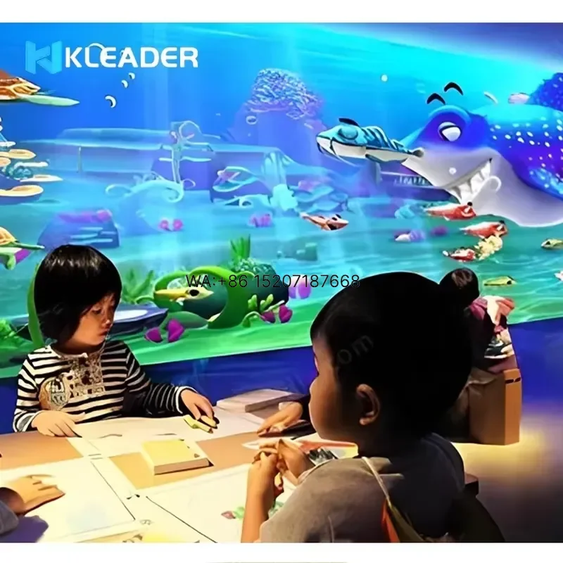 Wmwmnu for Interactive Painting Games Wall 3D Magic AR Drawing Projector Alive Draw Aquarium Fish Projection for Children