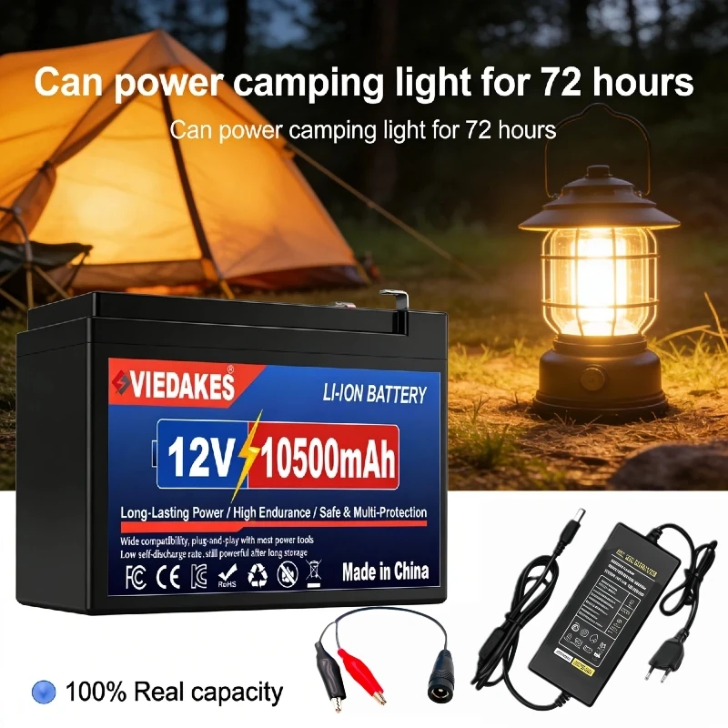 

Аккумулятор LiFePO4 12В 10.5Ач, реальная емкость, глубокий цикл заряда, 2 года гарантии, встроенная BMS для солнечных систем, автодомов, морского применения