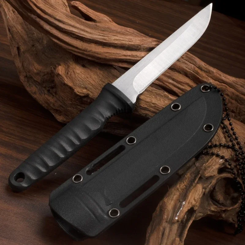 New Outdoor 9CR18 Steel Tactical Straight Knife,Camping Self-Defense Survival Necklace Knife, Multifunctional Portable EDC Knife