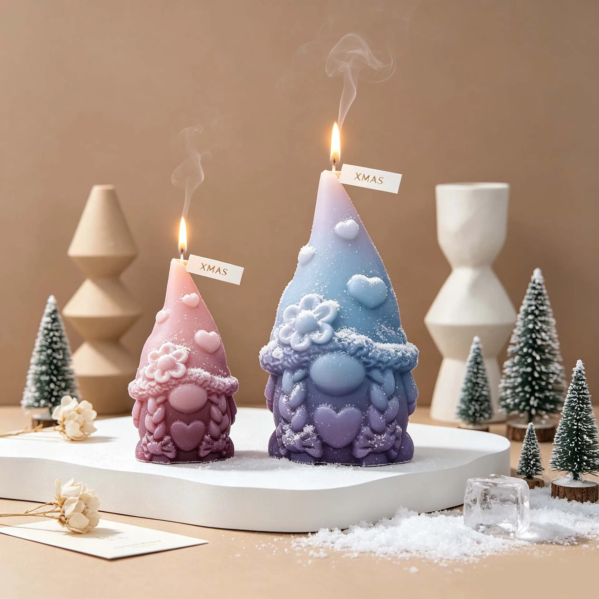 Kawaii 3D Christmas Gnome Gonk Silicone Mold DIY Aroma Candle UV Epoxy Resin Plaster Xmas Winter Ornament Home Decor Soap Mould