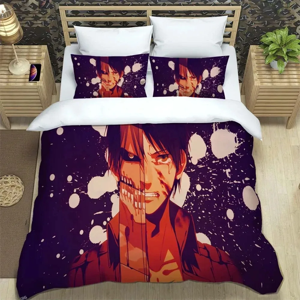 

Attack on Titan Printed polyester bedding bedding set Quilt cover pillowcase soft and comfortable Customizable