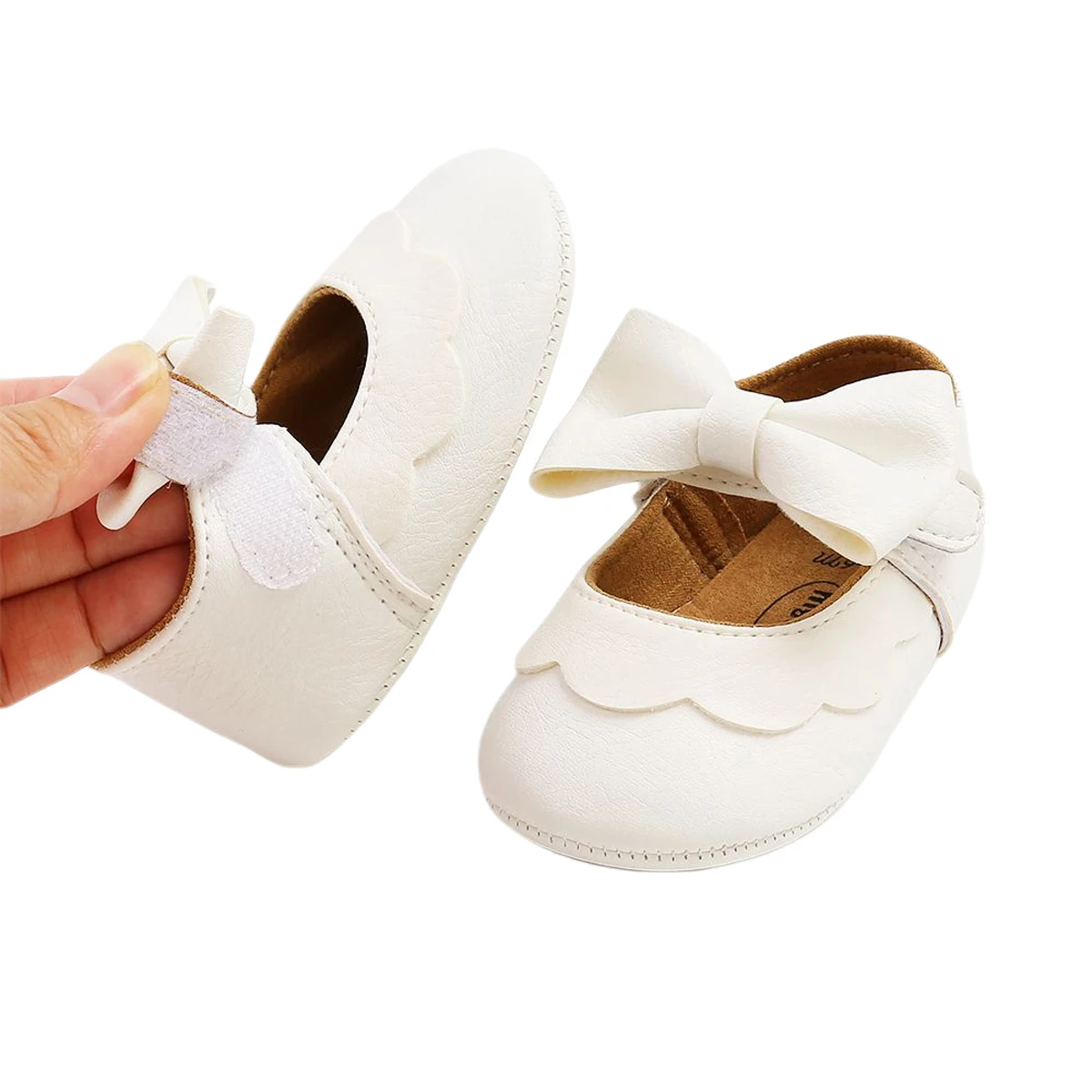 0-18M Baby Infant Girls Flat Shoes Bow Knot Solid First Walker Soft Sole Shoes Newborn Infant Toddler Girls Princess Shoes