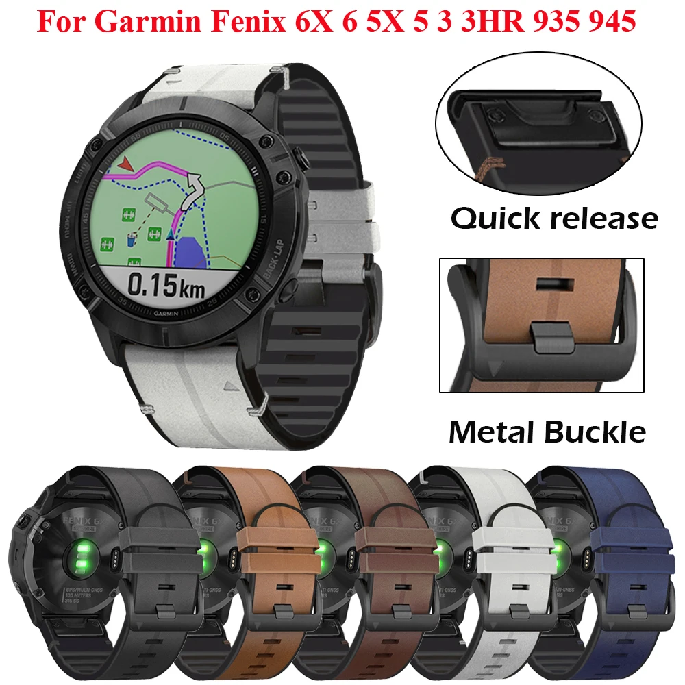 Correa de cuero de 22mm para reloj inteligente Garmin MARQ Series / Epix / Instinct / Approach S60 S62, pulsera deportiva para exteriores