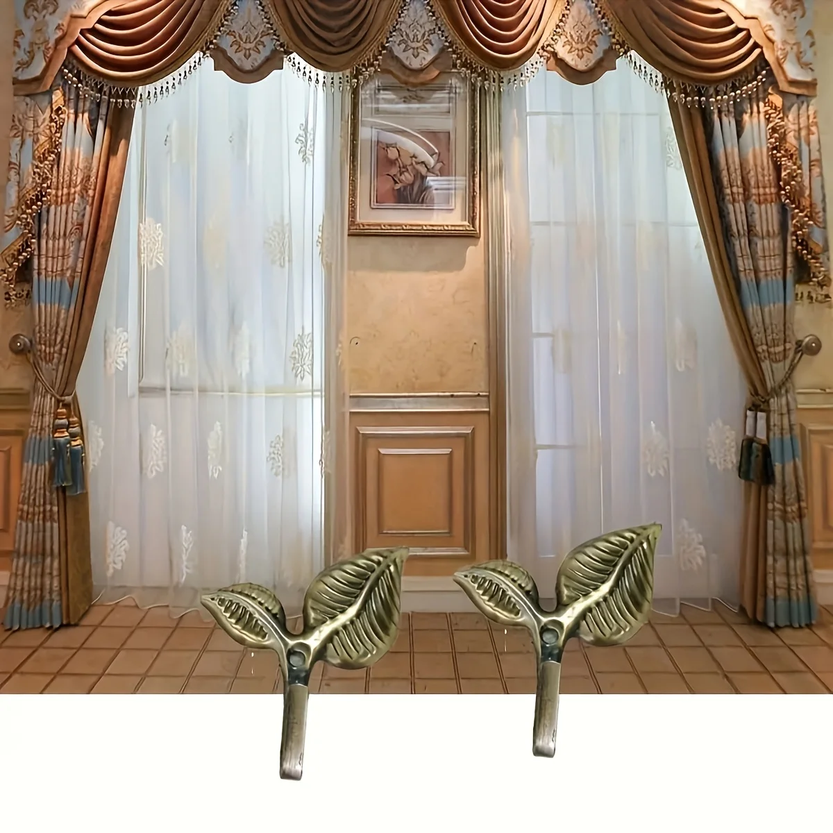 2 Stück Kleiderhaken für die Wand, Metallhaken zum Aufhängen von Mänteln, robuste Gusseisen-Blattdekoration, geschmiedet – Detail 3
