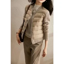 2023 Winter Sweater Patchwork Parka Women's Down Jackets Ultra Light Warm Casual Coat Female Puffer Jacket Oversized Outerwear