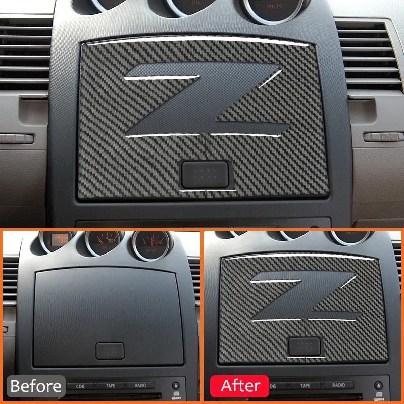 For Nissan 350Z 2003-2009 Carbon Fiber Car Navigation Screen Panel Trim Cover Decorative Sticker Interior Accessories