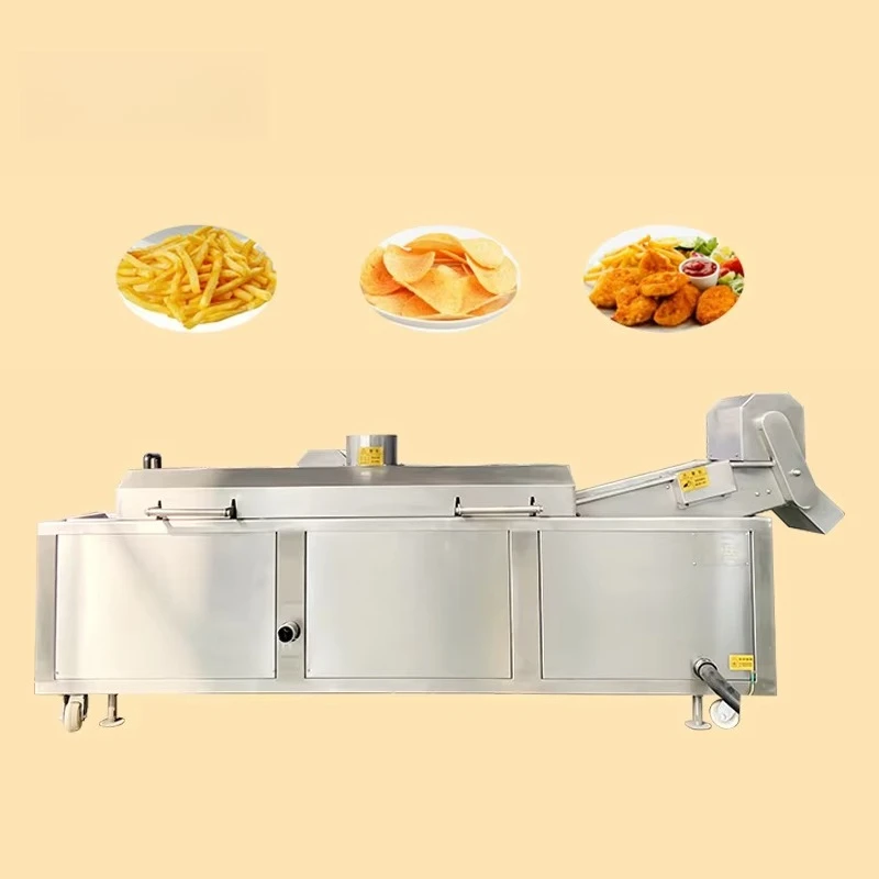 Continuous Belt Fryer Machine Industrial for Fries Chips Seafood Bread Deep Frying Production Line Custom