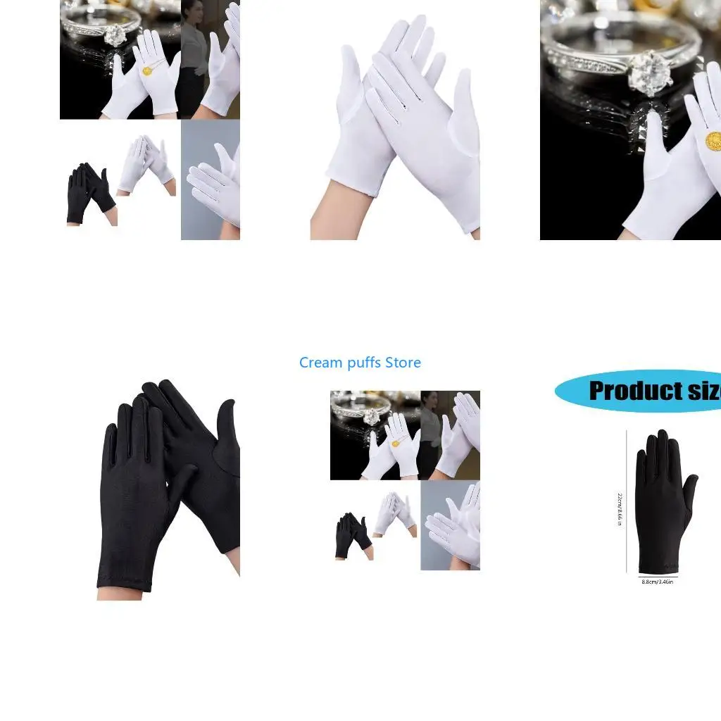 50LE 2pcs Refined Accessory Gloves Deluxe Jewelry Presentation Gloves Washable