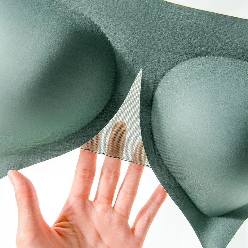 New Latex Seamless Underwear Women No Steel Ring Lace Tube Top Gathered Sports Pure Color Bra Breastfeeding Anti-sagging Bra