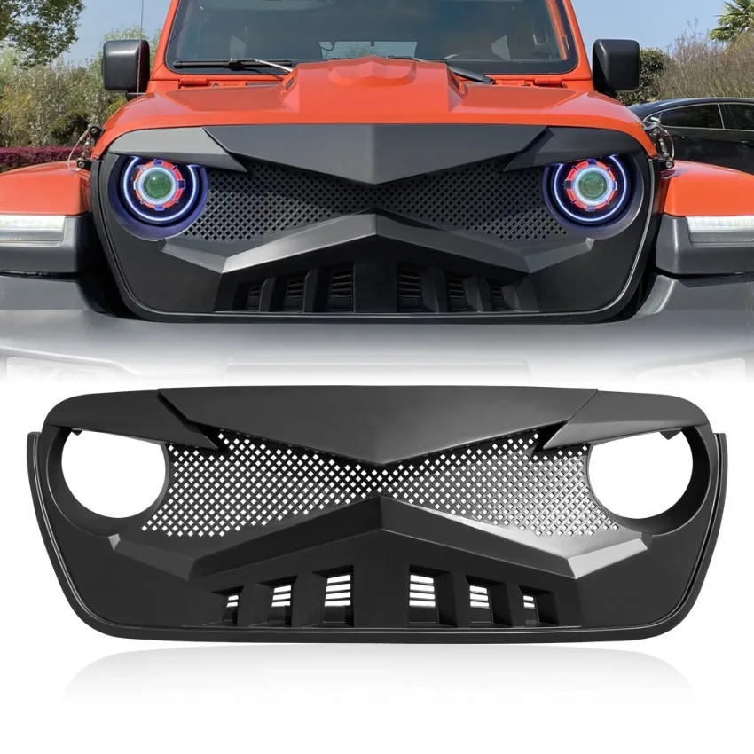 Car Front Bumper Grille Insert for Jeep JL JT 2018 2019 2020 2021 2022 2023 Knight Style Replacement Refit Exterior Accessories