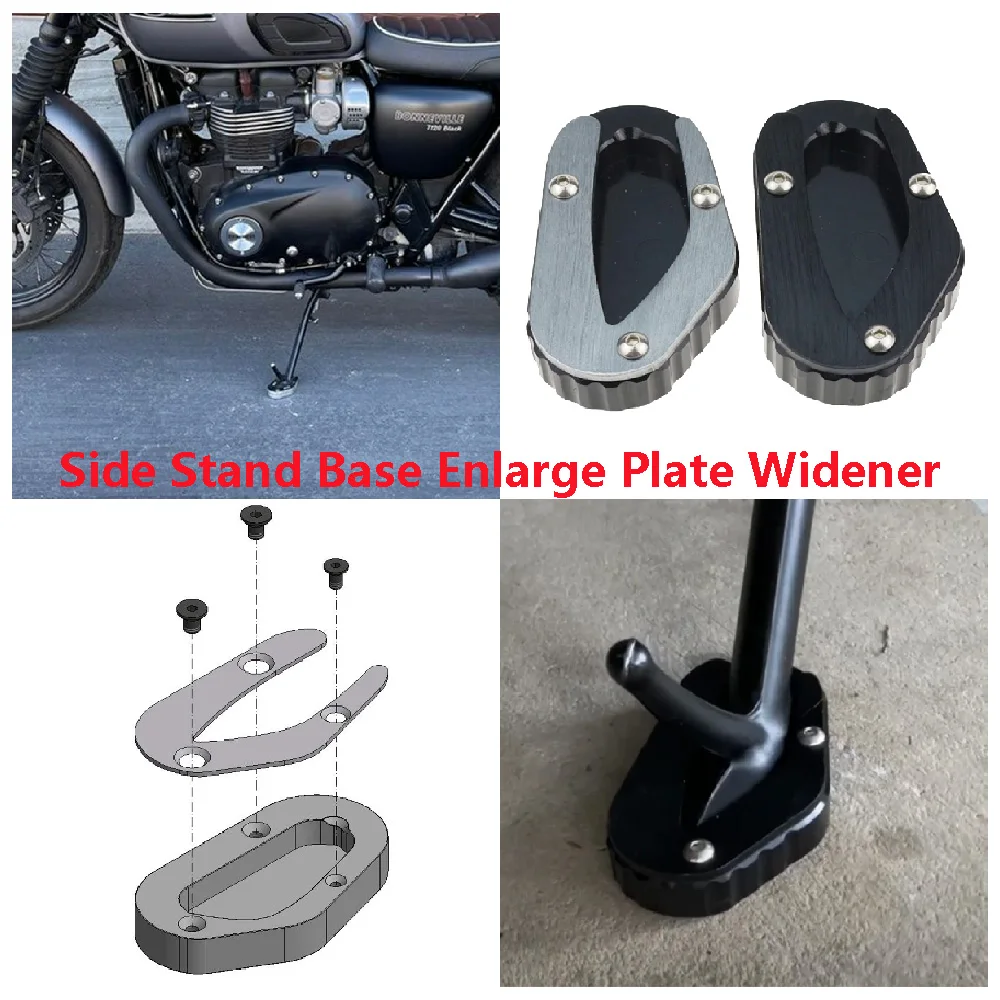 

Fits for Triumph Bonneville T120 Black T100 ABS 2017-2024 Motorcycle Side Stand Extender Enlarge Pad Base Extension Widener